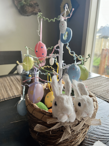 Lorie decorated home with Easter decor