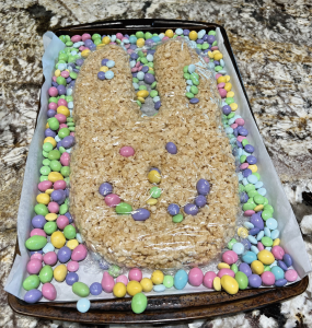Lorie made Rice Krispie bunny cake